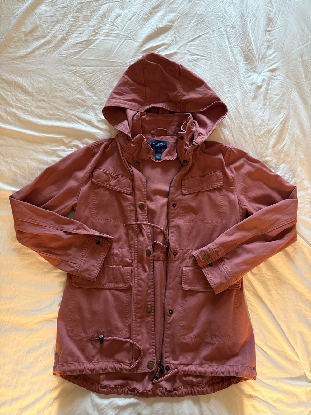 Arizona Jean Company Hooded Utility Anorak Jacket in Dusty Rose
